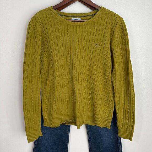 Izod Sweaters - Izod Lime Green Cable Knit Crew Neck Sweater Size XL